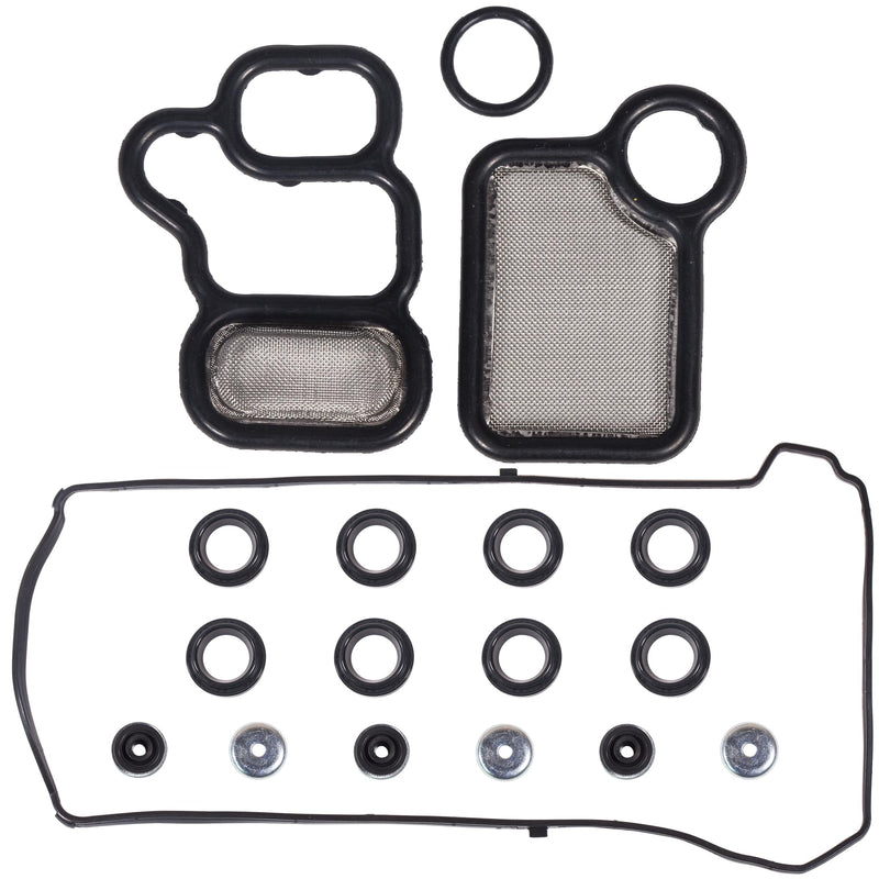 VS50614R Compatible with Engine Valve Cover Gasket & Gromets & Spark Plug Tube Seals&15815-RAA-A02 VTEC Solenoid Gasket Honda Accord,Civic,CR-V,Element,Crosstour, Acura 2.0L 2.3L 2.4L VS50614R&VTEC Solenoid Gasket 15845-RAA-A01