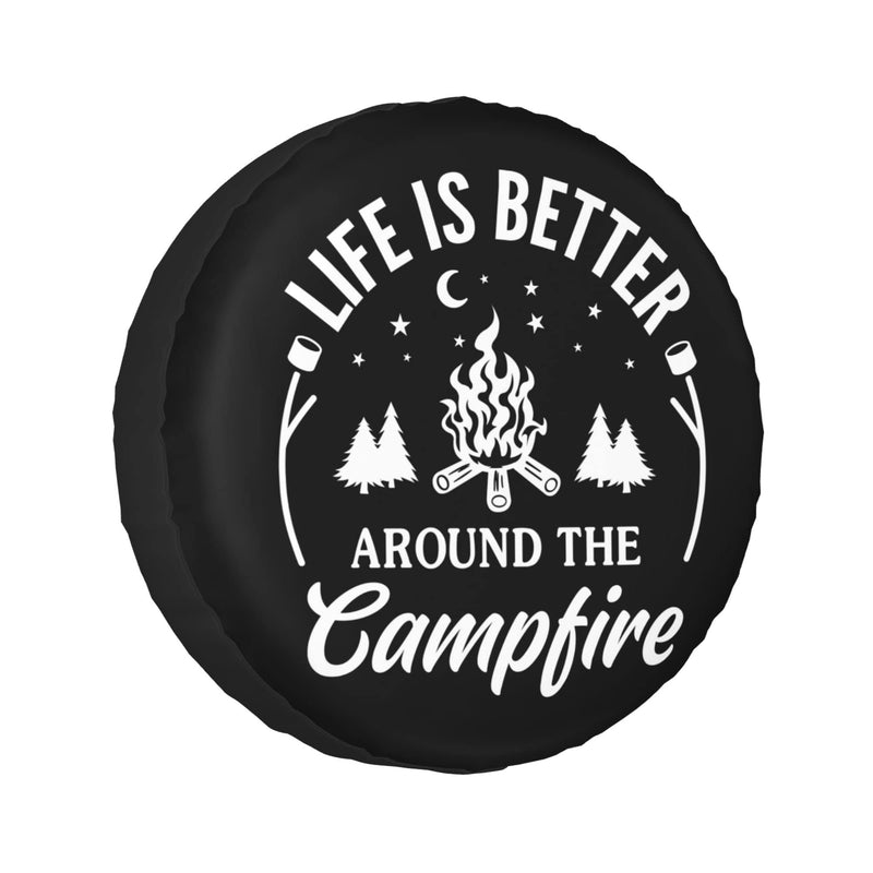 Life is Better Around The Campfire Rv Spare Tire Cover for RV Trailer Camper Wheel Protectors Weatherproof Universal for Trailer Rv SUV Truck Travel Trailers (15 inch) 15 inch