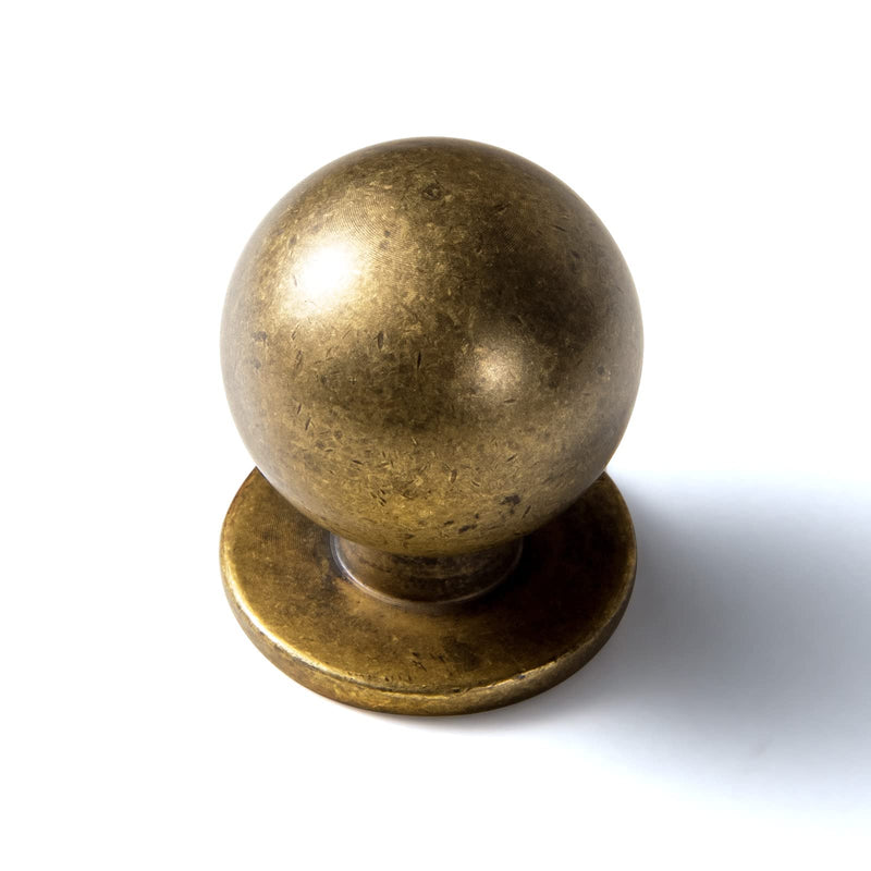 Goo-Ki 6 Pack Classic Round Cabinet Knobs - 1 Inch Solid Ball Drawer Knobs with Vintage Antique Brass Finish, Zinc Alloy Hardware for Kitchen, Furniture, Dressers 1" Diameter
