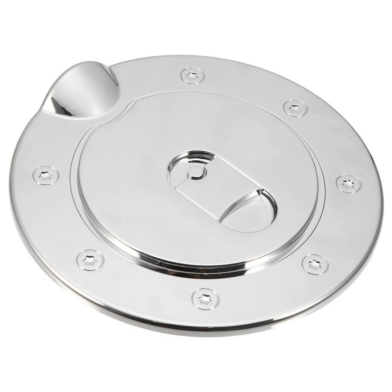 X AUTOHAUX Chrome Plated Fuel Tank Filler Cap Cover Decoration for GMC Sierra 3500 for Chevrolet Silverado Stick-on Gas Door Filler Cover Silver Tone