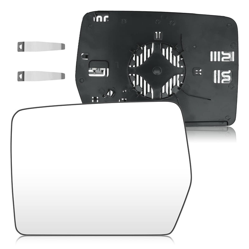 Driver Left Side Heated Mirror Glass Compatible with 2004-2014 Ford F-150, Side View Exterior Mirror with Rear Holder, Replacement for 4L3Z-17K707-DB Driver Side(Left)