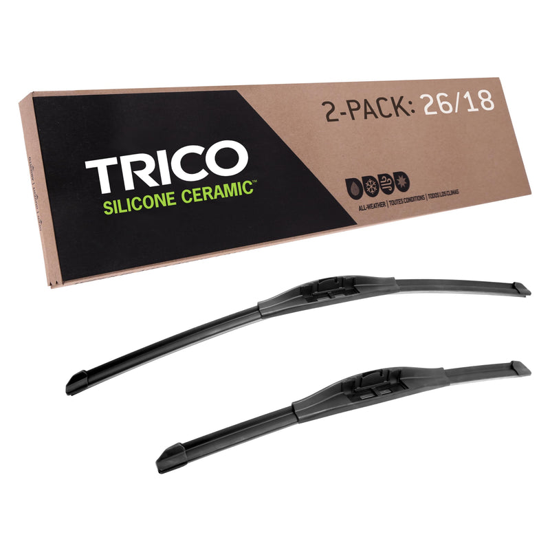 TRICO Silicone Ceramic™ (90-2618) 26 & 18 Inch Pack of 2 Automotive Replacement Windshield Wiper Blades, Ceramic Coated Silicone Super Premium Beam Blade for Select Vehicle Models 26" + 18" Pair Pack