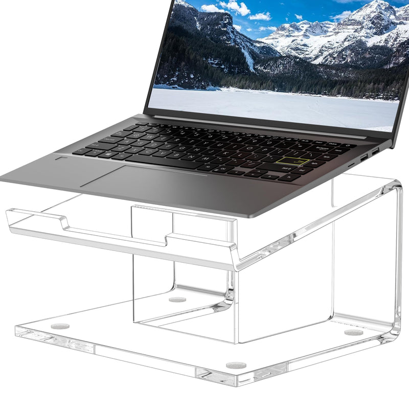 Acrylic Laptop Stand for Desk, Laptop Riser for 10-17.3 Inch Laptops, Ergonomic Computer Stand Holder Compatible with Macbooks and Notebooks- Clear