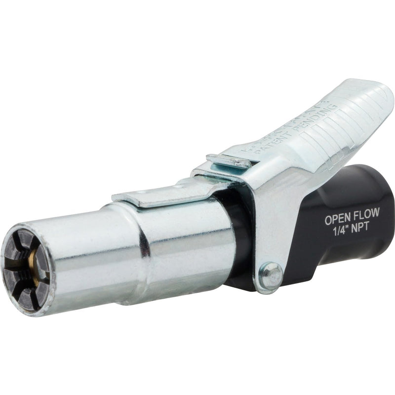 Locking Air Chuck - Six Steel Jaws Lock onto Any tire Valve - Won't Leak or pop Off - Rated to 150 PSI - Open Flow