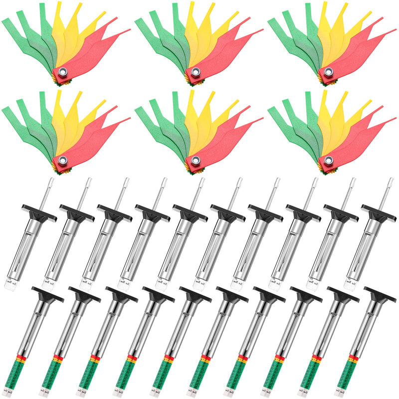 Tire Tread Depth Gauge Brake Lining Gauge Set Color Coded Tire Brake Lining Thickness Automotive Pad Measure Ruler Tool(30 Pcs) 30