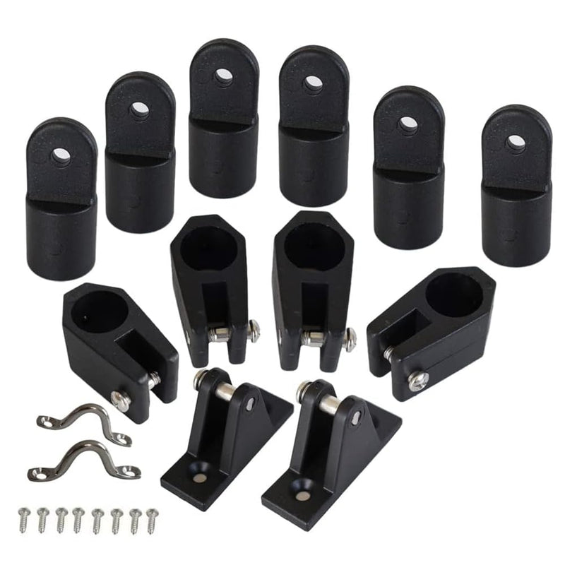 12Pcs Boat 3 Bow Bimini Top Fittings Hardware Set Black Nylon Combo Bimini Top Hardware 7/8 inch Tubing