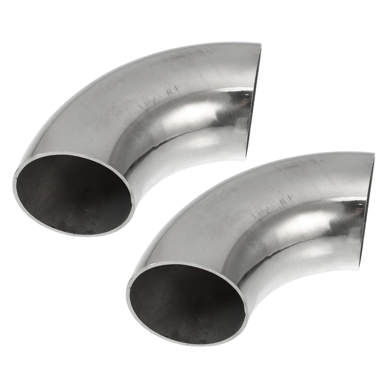 X AUTOHAUX 2pcs OD 1.75 Inch 90 Degree 1.5mm Thickness Mandrel Bend Elbow SS304 Stainless Steel Bend Tube Exhaust Elbow Pipe for Car Modified Exhaust System 1.75"