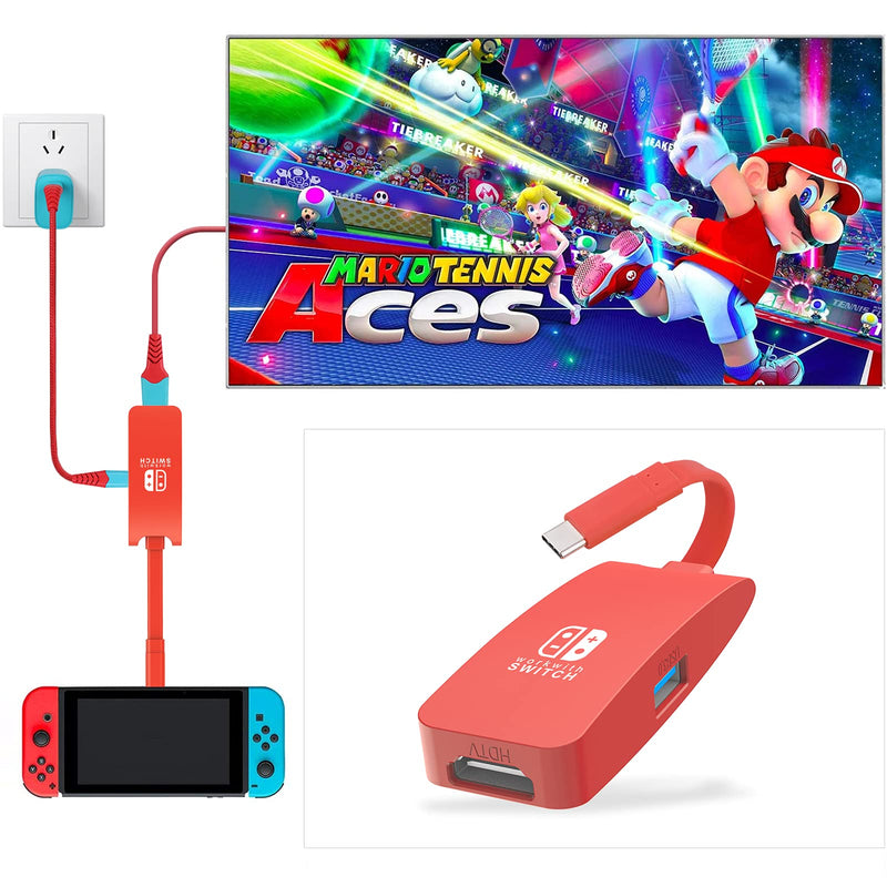 G GOPALA Replacement for Nintendo Switch Dock, 4K@60Hz Switch Dock, Portable Switch Docking Station for TV, 1080P 60Hz TV Dock for Nintendo Switch/OLED Steam Deck-Red Red