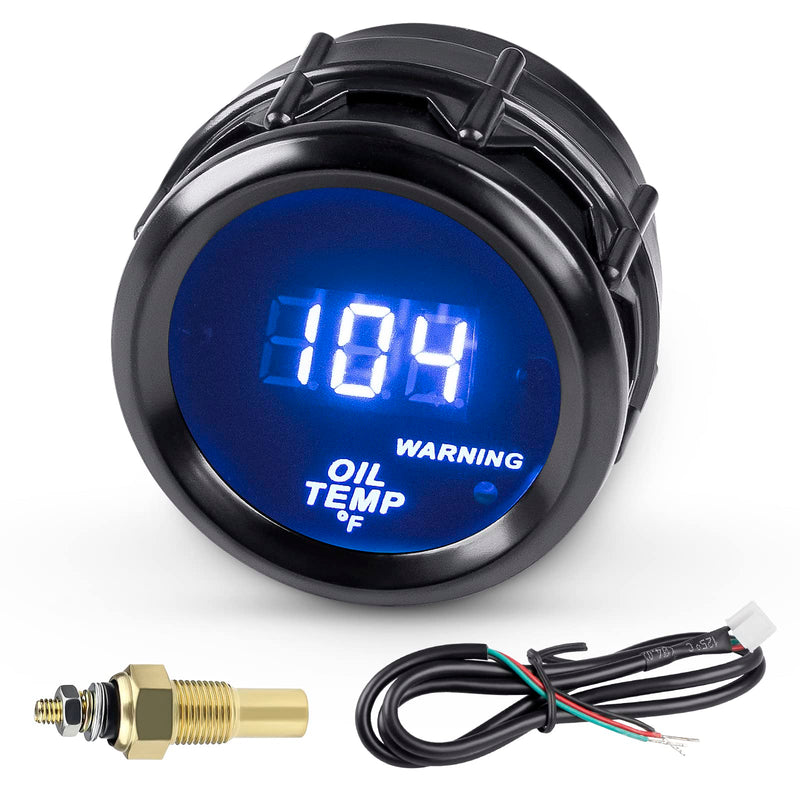 WATERWICH Oil Temp Temperature Gauge Meter Kit 104-302℉ DC12V 2inch 52mm with Thread NPT 1/8" Sensor for Car Truck Vehicle Automotive