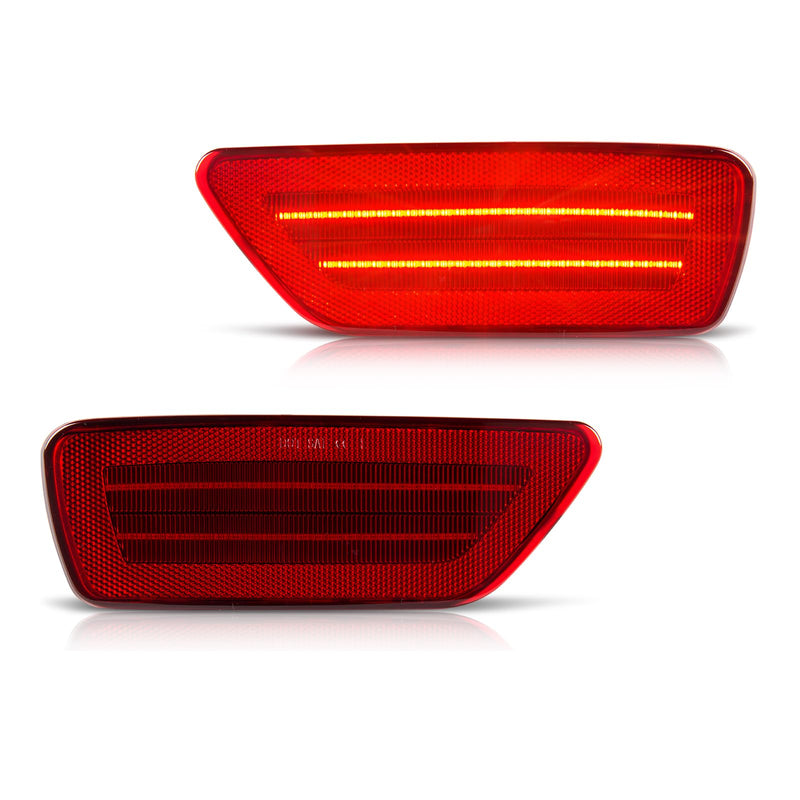Gempro Rear Bumper Led Reflector Lights Lamp for 2011-2021 Jeep Grand Cherokee, 2013-2017 Patriot, 2011-2020 Dodge Journey, 2PCS (Red Len) Red Len