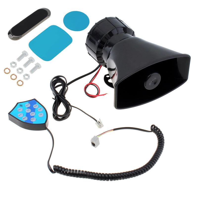 Car Speaker 100W 9 Sounds 12V Car Siren Horn Speaker with Hook Bracket, Call Function, 120-125dB Warning Alarm Electronic Horn