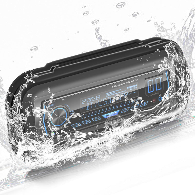 Water Resistant Marine Radio Cover - Boat Stereo Splash Guard Housing - Marine Stereo Waterproof Case for Universal Single DIN Media Receiver Black