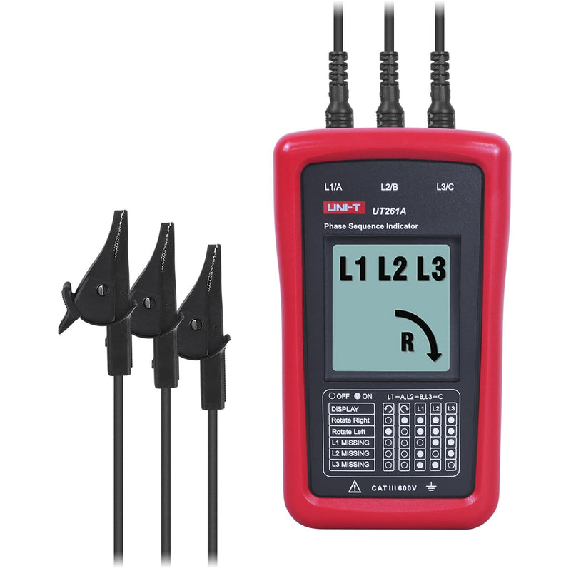 UNI-T 3-Phase Rotation Meter Sequence Tester, AC Phase Sequence Indicator 40V-690V Lack Phase Meter Motor UT261A