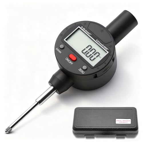 Alloy Digital Indicators Electronic Digital Dial Indicator Gauge with 0-1'' /25.4mm Inch/Metric Conversion Digital Probe Indicator 0.0005''/0.01mm Resolution Dial Test Gauge (Model 201-0051) Model 3