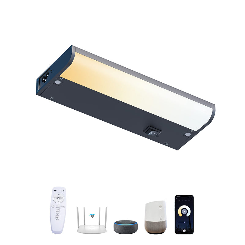 Smart Under Cabinet Lighting Hardwired Plug-in, Alexa & Google Compatible, Dimmable LED Under Cabinet Lights for Kitchen,9 Inches Under Counter Lights with App, Remote, 2700K-6500K Adjustable CCT