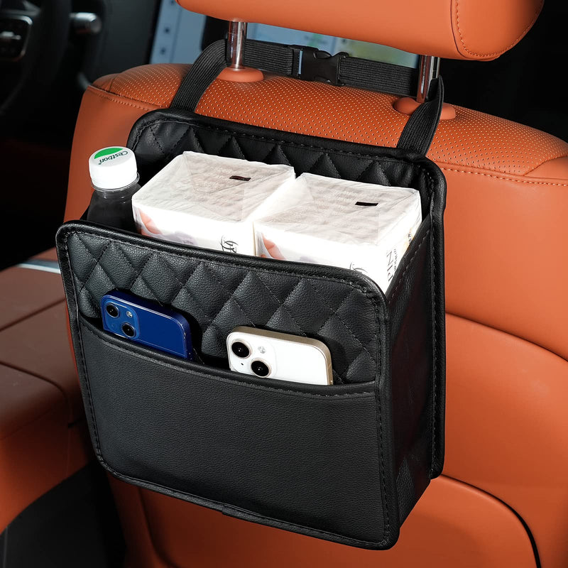 Car Seat Back Hanging Bag Car Document Holder Multi-Pocket Bottle Bag Storage Box Organizer Travel Tidy Pouch Pocket Kids Black A