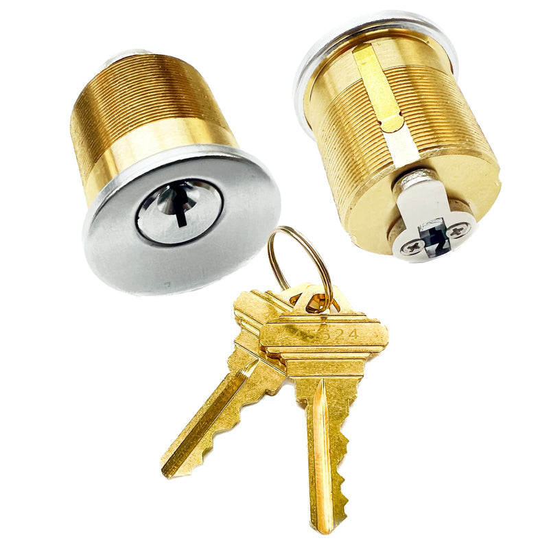2 Pack Brass Mortise Door Cylinder Lock, 1-1/4" Inch Length Keyed Standard SC1 Keyway, Door Replacement Lock Cylinder with 2 Keys Suitable for Home and Commercial Use (Sliver). Sliver