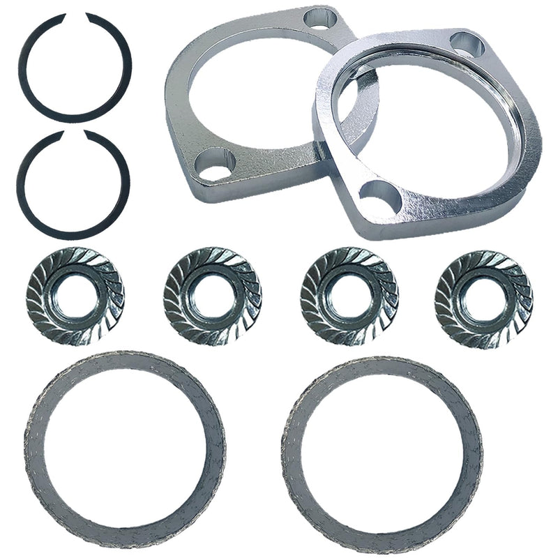 Gasket & Chrome Flange with Nuts & Washers Kit Compatible for Harley-Davidson Big Twin Sportster 883 1200 XL883 XL1200 48 72 1984-2022 Exhaust Flange Gasket