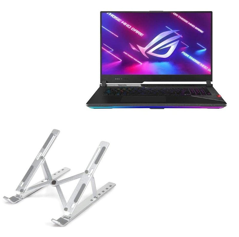 BoxWave Stand and Mount Compatible with ASUS ROG Strix Scar 17 (G733) - Compact QuickSwitch Stand, Portable Multi Angle Viewing Foldable Riser - Metallic Silver