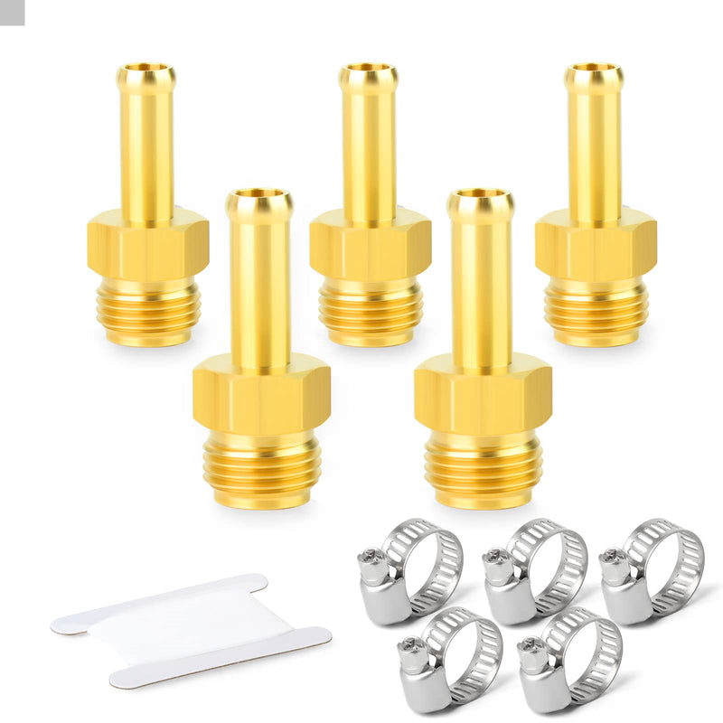 GASHER 5PCS Brass Brake Line Hose Fittings 3/8" Barb x 1/2"-20 Threads（Inverted Flare） Union for Fuel/AIR/Lquid/Gas 3/8" Barb × (1/2"-20 I) 5