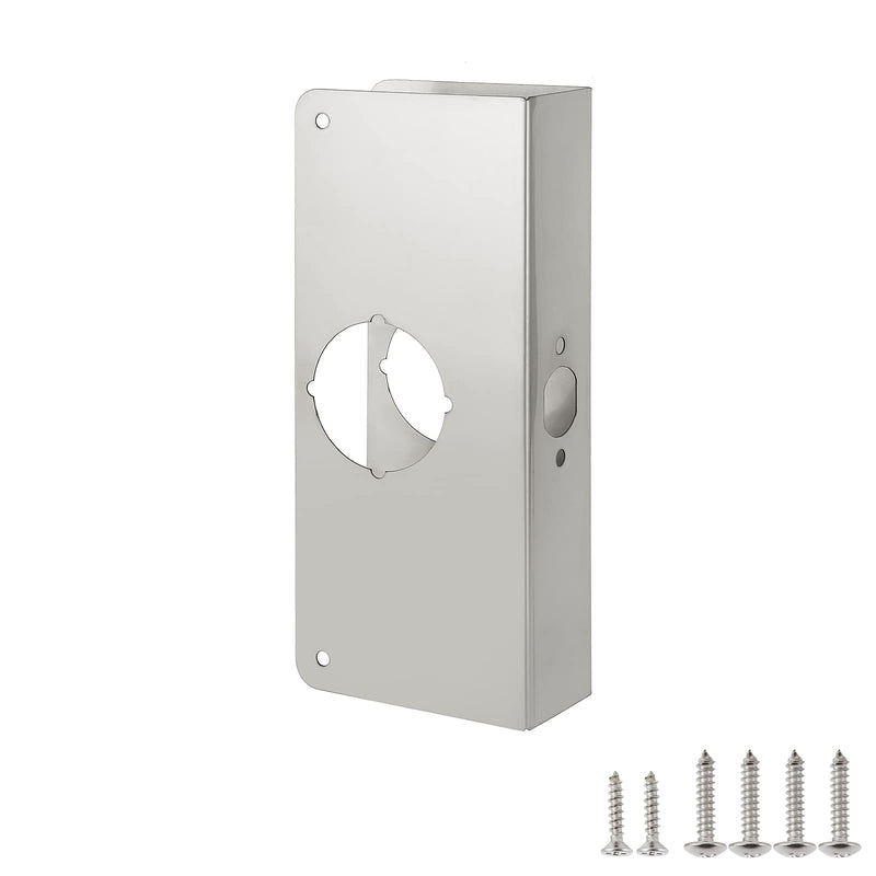 Door Reinforcement Plate, Stainless Steel, Fits 1-3/4" Doors, 2-3/8" Backset, Lock and Door Reinforcer Security, Door Knob/Lock/Latch/Deadbolt Cover Plate, Reinforce and Repair Wood/Metal Doors SHL-60-45 Satin Nickel