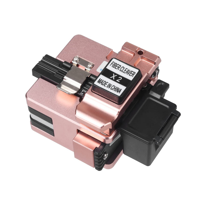 Optical Fiber Cleaver Stripping Cutter Tool X2 Cleaves High Precision Fiber Optic Cleaver Optical Fiber Cable Cutting Tool with Bag(Rose Gold) Rose Gold