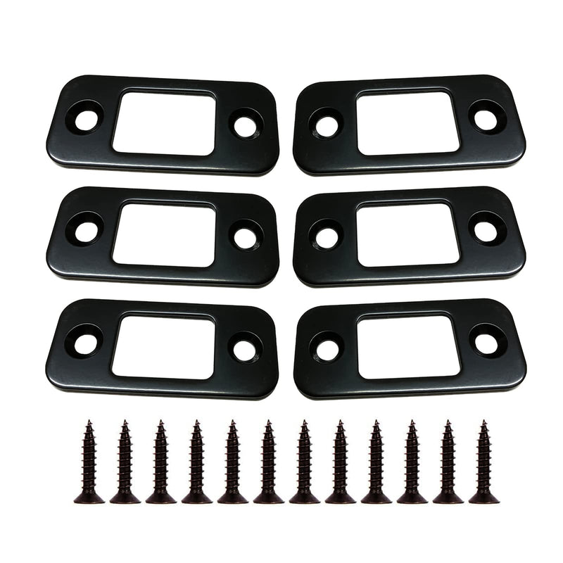 Round Corner Deadbolt Strike Plate 1" x 2-1/4" with 12 Screws 1-3/8" - 6 Pack (Matte Black) Matte Black