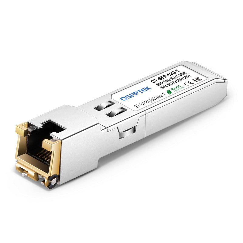 QSFPTEK 10GBASE-T SFP+ to RJ45 Module, 10Gb Copper RJ-45, Mini gbic SFP to Ethernet Network Optical Copper Transceiver Compatible with Dell GP-10GSFP-T, up to 30m 10GBase-T: 30m for DELL
