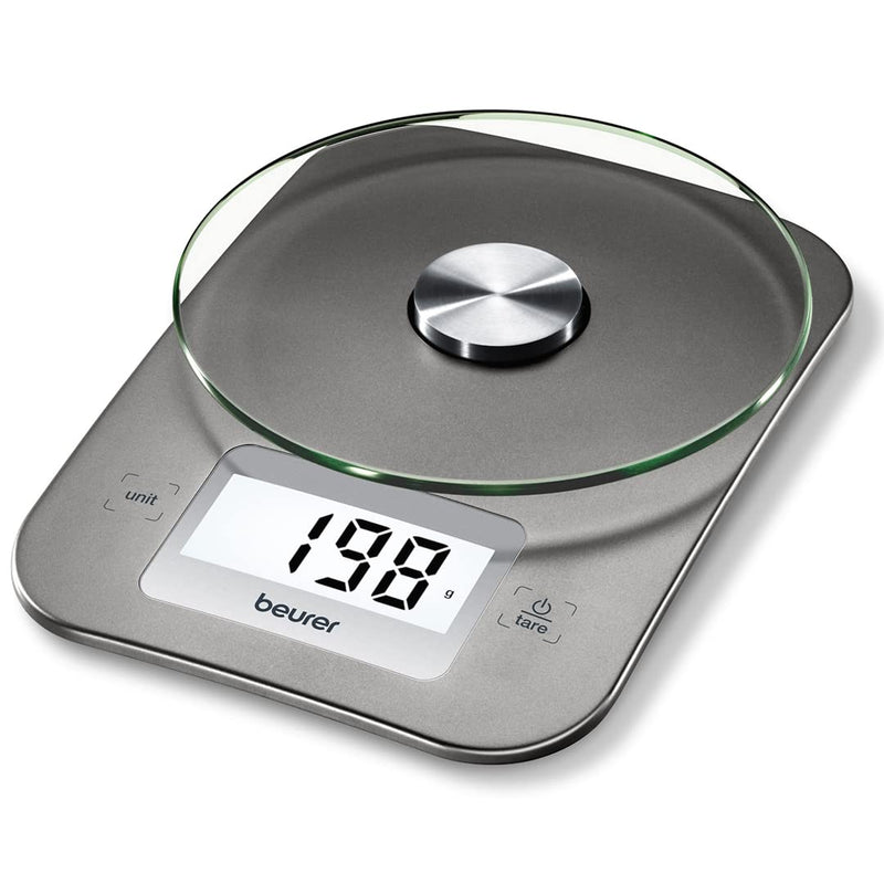 Beurer KS26 Kitchen Scale High Accuracy Digital Food Scales Weight Grams and Oz, 11 lbs Capacity, LCD Display, for Baking, Cooking, Meal Prep, Keto, Coffee Beans and More KS26 - Basic with Buttons