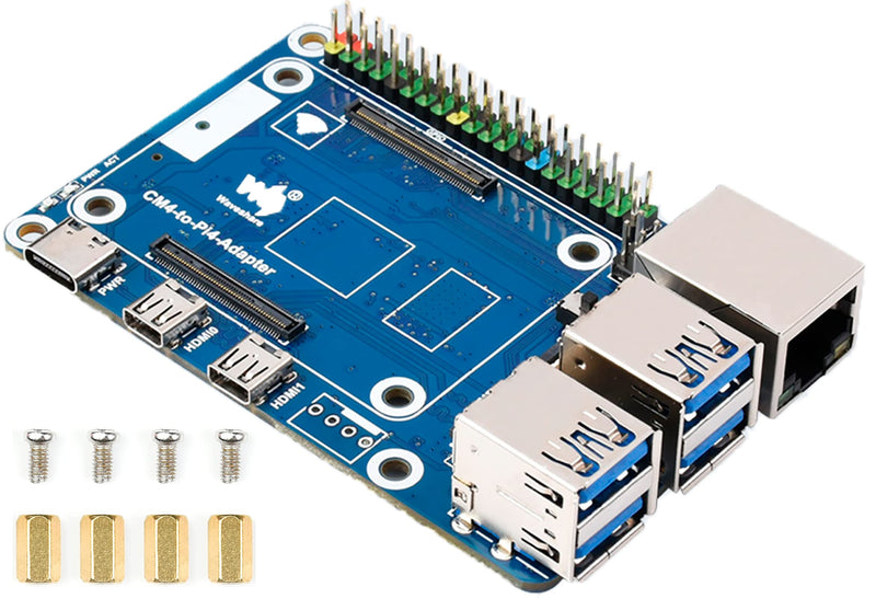 Compute Module 4 to Raspberry Pi 4 Adapter, Connect CM4 to Replace Raspberry Pi 4B, Alternative for Pi 4,Onboard 4-ch USB 3.0,RJ45 Gigabit Ethernet Port,PoE Header,Compatible with Pi 4B Series Hats CM4 To Pi 4B