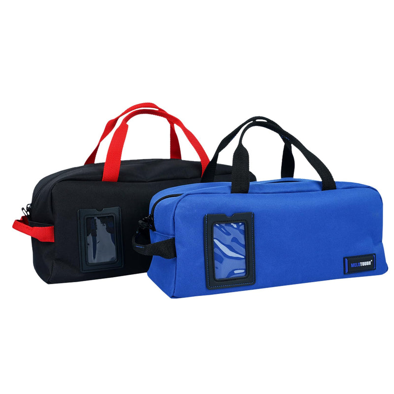 MELOTOUGH Canvas Tool Bag Heavy Duty Tool Tote Bag Combo Kit-1 Medium & 1 Big Tool Organizer Bags for Electrician,Technician,Carpenter (Black&Blue) A-Black & Blue
