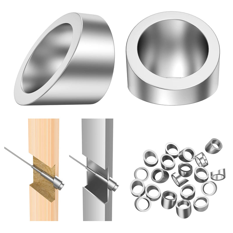 BLIKA 20 Pack 3/8" ID Angle Washers for Cable Railing Stair Ends, Stainless Steel 30 Degree Angle Beveled Washer for 1/8", 3/16" Invisible Cable Railing Kits, Cable Railing Angled Washer 3/8 inch