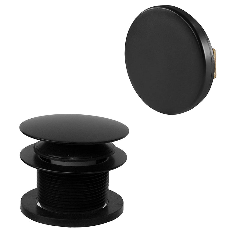 Westbrass A398RK-62 1-1/2" NPSM Coarse Thread Mushroom Tip-Toe Bathtub Drain Stopper with Illusionary Overflow Faceplate, Matte Black