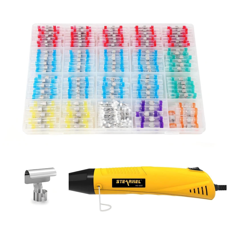 400PCS Solder Seal Wire Connectors with Heat Gun, Solder Stick Wire Connectors Solderstick Waterproof Wire Electrical Connector Kit for Marine (26-6 Gauge) 400 PCS Solder Sticks With Heat Gun