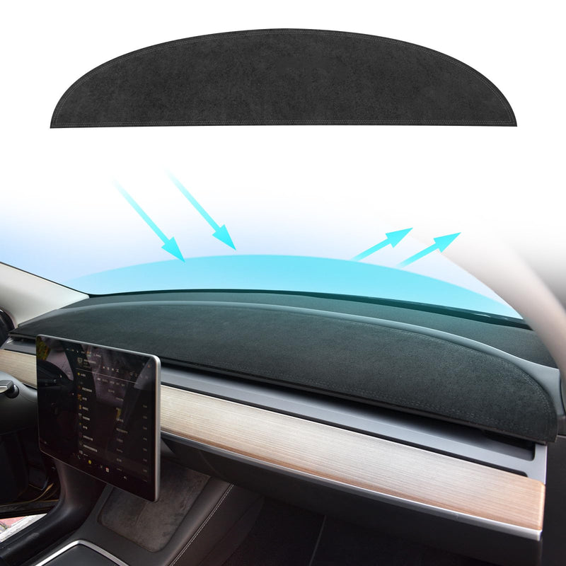 MASHA Dashboard Cover for Tesla Model 3/Y, Flannel Dashboard Pad Dash Mat Compatible with Tesla Model Y Model 3 2017-2021 2022 2023 Dashboard Decorative Interior Auto Accessories black