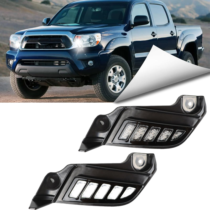 Full LED Front Side Marker Headlight Kit for Toyota Tacoma 2012-2015, Function as Dynamic Sequential Turn Signal Lights，Daytime Running light Kit (12-15) 12-15