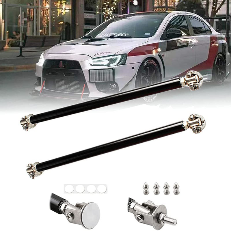 2PCS Front Bumper Lip Splitter Strut Rod Tie Bars Support Rod Adjustable Compatible with Most Vehicles 3''-8'' (Black, 15CM/5.9 inch) Black