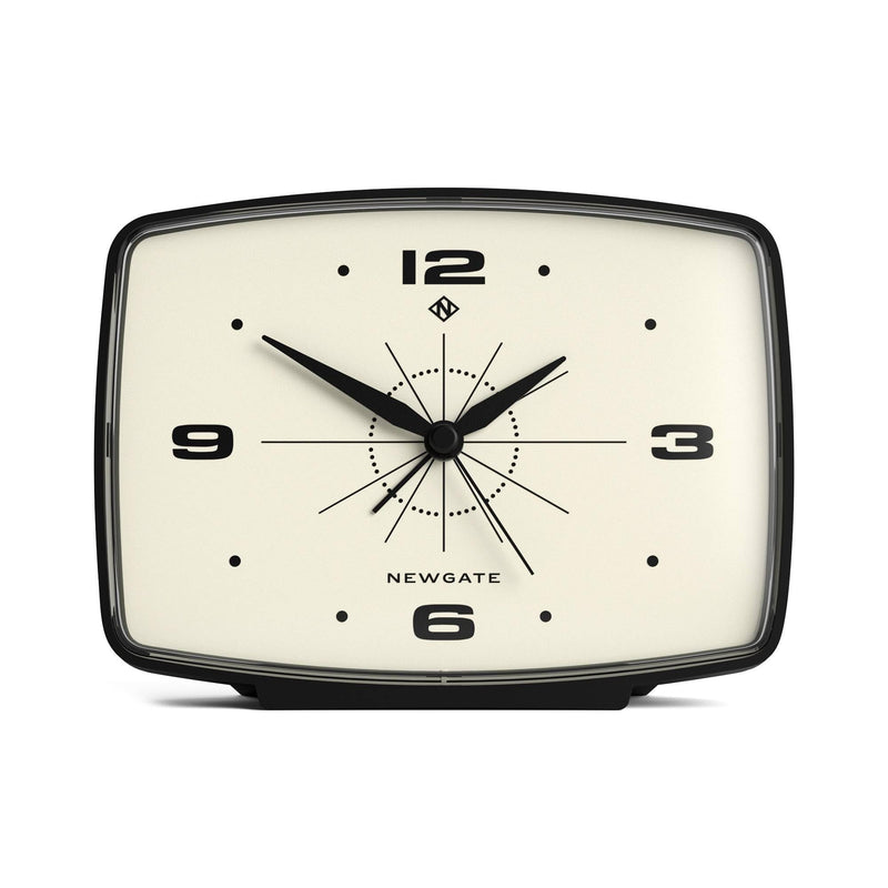 NEWGATE Brooklyn Retro Alarm Clock - Rectangular Matt Black Silent Sweep Clock - Bedside Accessory - 10.6 x 14 x 5.4cm / 4.1 x 5.5 x 2.1in