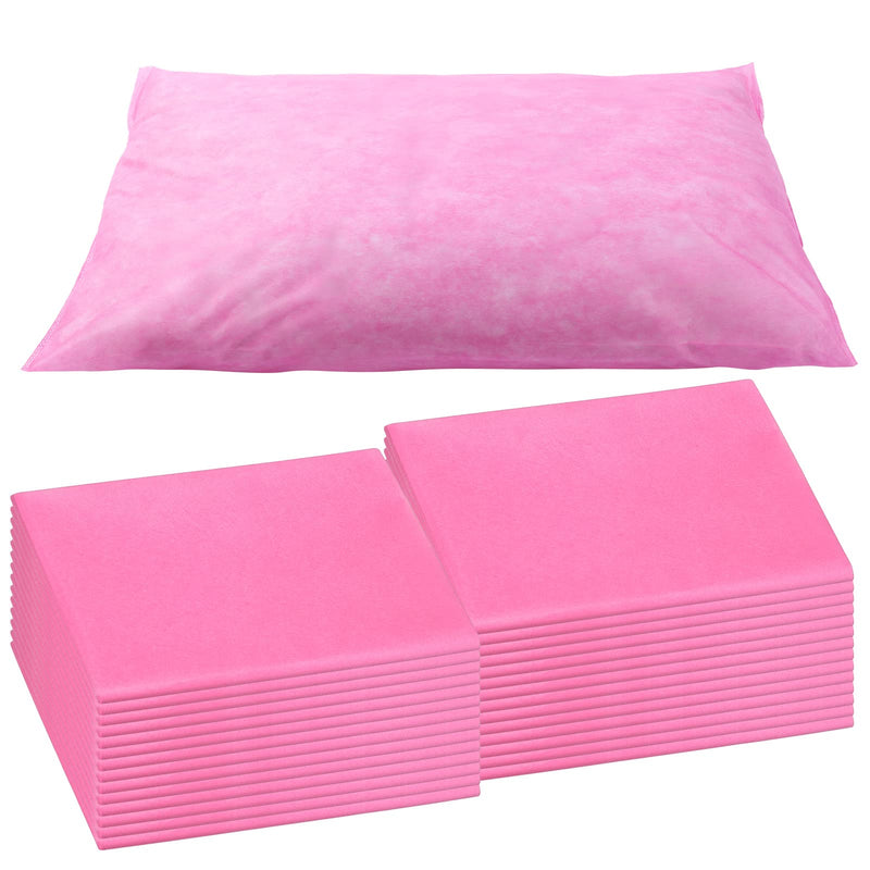 Tudomro 20 Pcs Disposable Pillow Case Covers Disposable Pillow Covers Travel Single Use Pillowcase Non Woven Fabric for Hospitals Hotels Home Bedroom Bedding Supplies, 32 x 20 Inches(Pink) Pink