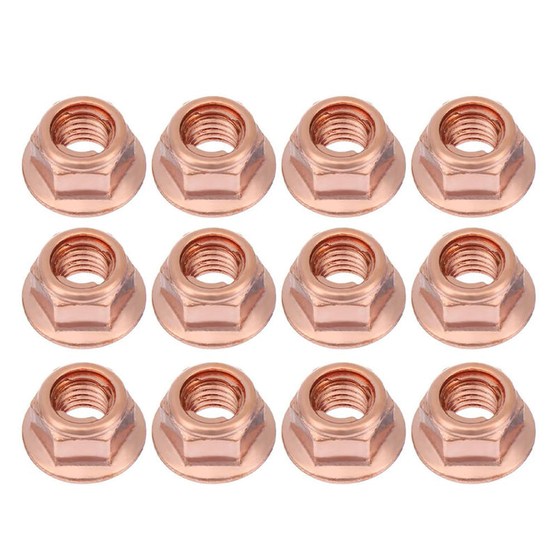12Pcs Exhaust Manifold Nuts for Practical Copper Flashed Exhaust M8 Nut