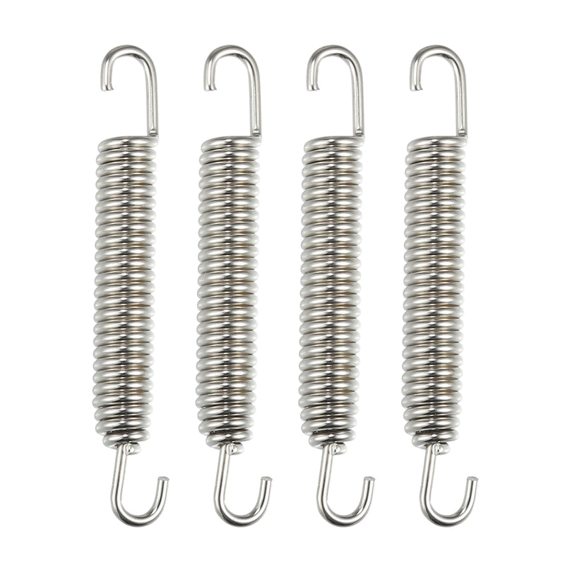 X AUTOHAUX 4 Pcs Motorcycles Universal Exhaust Pipe Spring 80mm 3.15" Stainless Steel Exhaust Pipe Spring Hook Modified Accessory Silver Tone