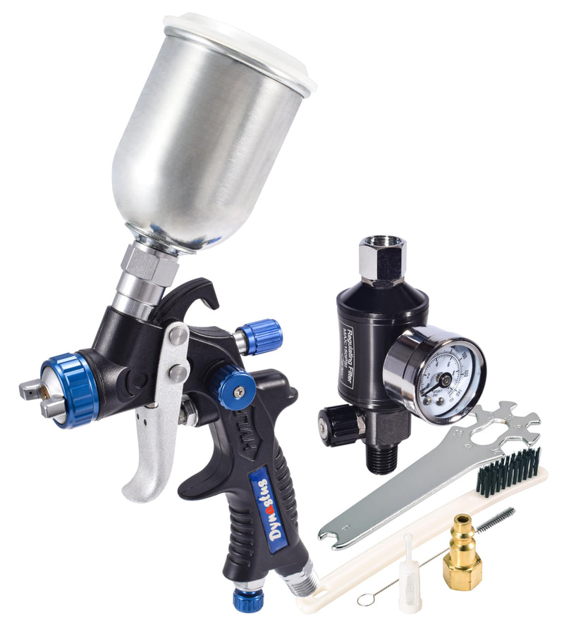 Dynastus Touch Up Composite HVLP Air Spray Gun Detail Paint Sprayer Spot Repair, with Digital Air Pressure Regulator