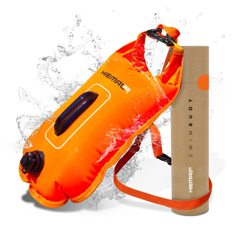 Swim Buoy for Open Water with Dry Bag 15L - Fully Waterproof Swim Bubble - Be Safe with Higher Visibility, Toughened Nylon and Rest Handle Swimming Buoy - Open Water Buoy for All Season Swimmers Orange