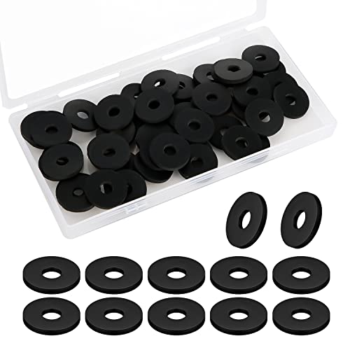 80pcs M8 x 25mm Flat Rubber Washers, Plumbing Gasket Kit Hose Gasket Set Heavy Duty Abrasion Resistant Rubber for Faucet Repair Household Appliances Vibration Suppression (1in)