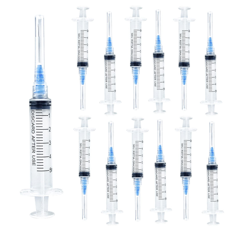 100 Pcs -5ml Luer lock Syringe with 23ga (25mm) Needle, Individually Packaging Disposable Plastic Syringes and Needles for Scientific Labs, Industrial, Animal and Pet Supplies 5ml23ga(25mm)/100PCS