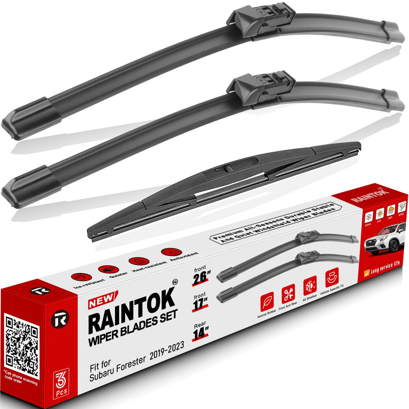 Windshield Wiper Blades Replacement for Subaru Forester 2019 2020 2021 2022 2023 2024 Original Factory Quality Front Rear Wipers Blade Set for My Car - 26" 17" 14" (Pack of 3) 26"+17"+14"
