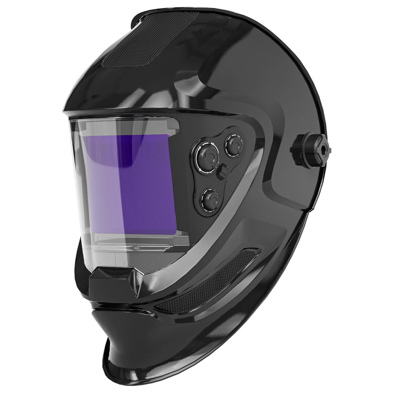 Auto Darkening Welding Helmet, Large Viewing Welding Hood with 4 Arc Sensor Wide Shade 4~5/9-9/13 for TIG MIG Arc Weld Grinding Welding Mask glossy black pro