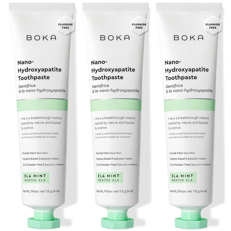 Boka Fluoride Free Toothpaste, Nano Hydroxyapatite Toothpaste, Appropriate for Sensitive Teeth - for Adult Oral Care - Ela Mint Flavor, 4 Fl Oz 3Pk 4 Ounce (Pack of 3) A. Ela Mint