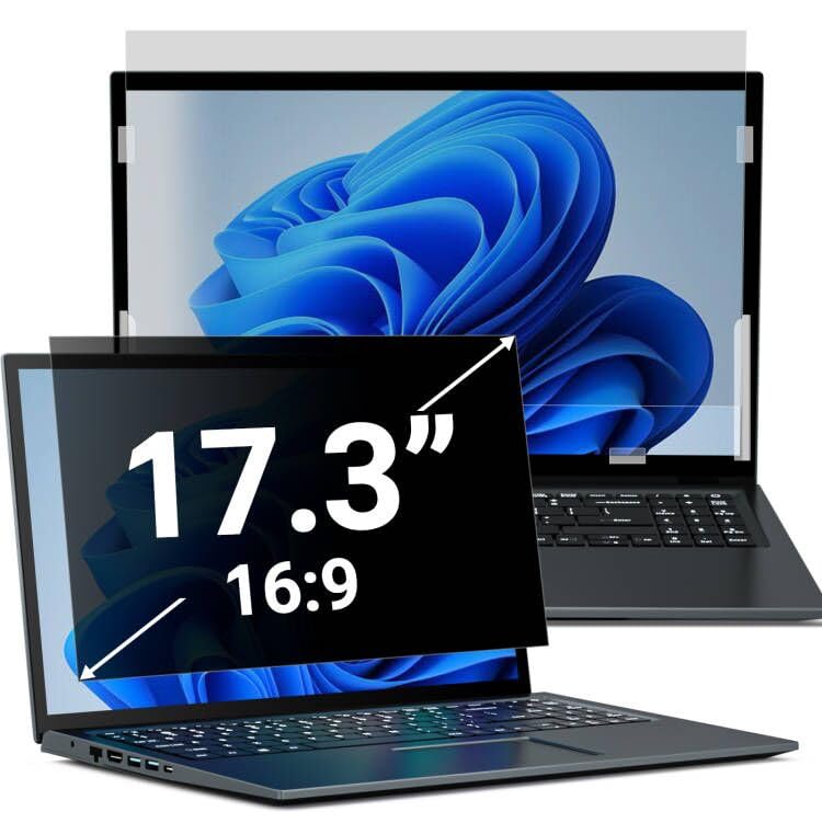 PYS 17" Laptop Privacy Screen Protector - Removable 17.3 Inch 16:9 Laptop Screen Privacy Shield, Anti Glare & Blue Light Screen Filters for Lenovo Hp Dell Acer Asus Thinkpad Envy Xps 17.3 Inch (Diagonal) - 16:9 Aspect Ratio