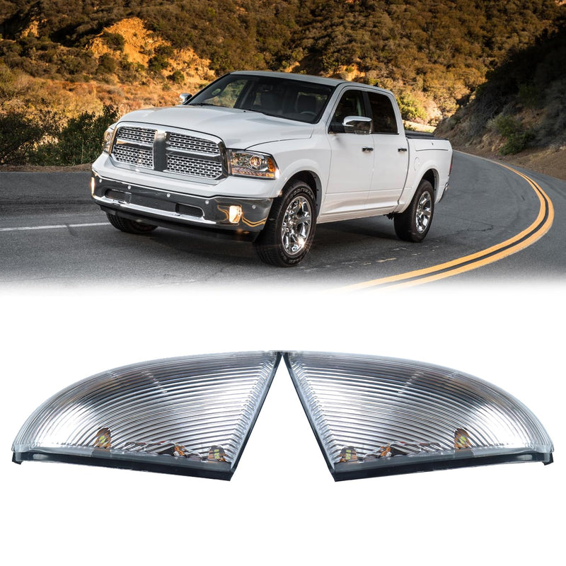 LED Side Mirror Turn Signal Light Lamp Assembly Blinker White Puddle Lamp Compatible with Dodge Ram 1500 2500 2010-2018, Ram 1500 Classic 2019-2022, Replacement for 68064949AA 68064948AA Left Drive SIde & Right Passenger Side White Lens